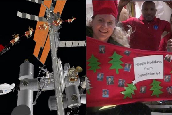 Guarda: quando gli astronauti sulla Stazione Spaziale Internazionale celebrano il Natale nello spazio e Babbo Natale li visita